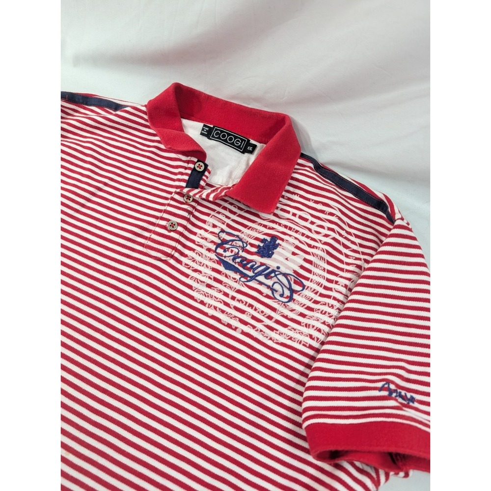 Coogi Polo Rugby Shirt XXL Embroidered Red Knit Short Sleeves Hip Hop *Read